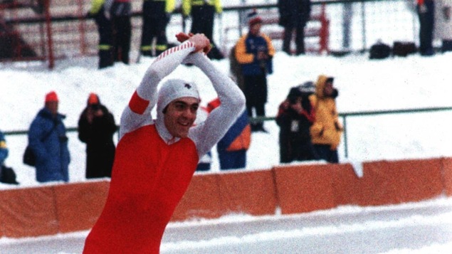 Gaétan Boucher lors des Jeux olympiques de Sarajevo en 1984