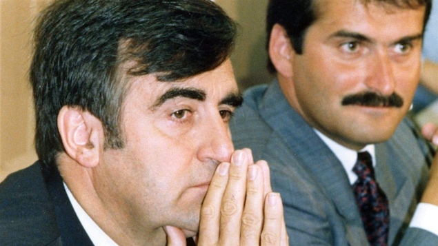 Lucien Bouchard et Jean Lapierre, fondateurs du Bloc québécois, en 1990
