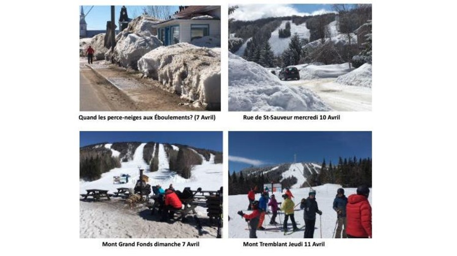 Quatre photos de centres de ski québécois avec des pistes enneigées. Quatre photos de centres de ski québécois avec des pistes enneigées.