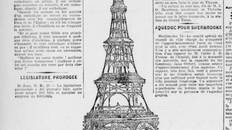 Un dessin d'une tour imprimé sur du papier journal entouré de textes. Un dessin d'une tour imprimé sur du papier journal entouré de textes.
