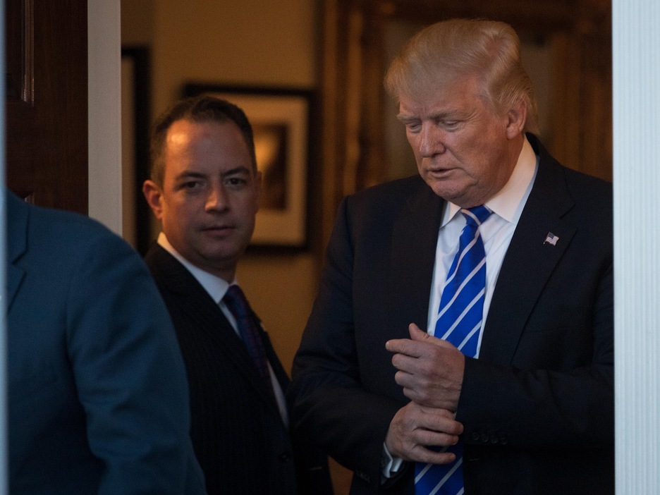 Reince Priebus et le président désigné Donald Trump le 19 novembre 2016