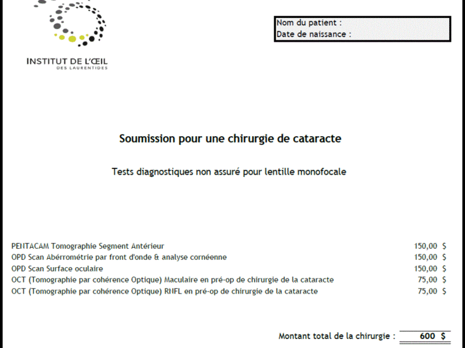 Frais facturés aux patients de l’IOL avant et après le règlement abolissant les frais accessoires. Frais facturés aux patients de l’IOL avant et après le règlement abolissant les frais accessoires.