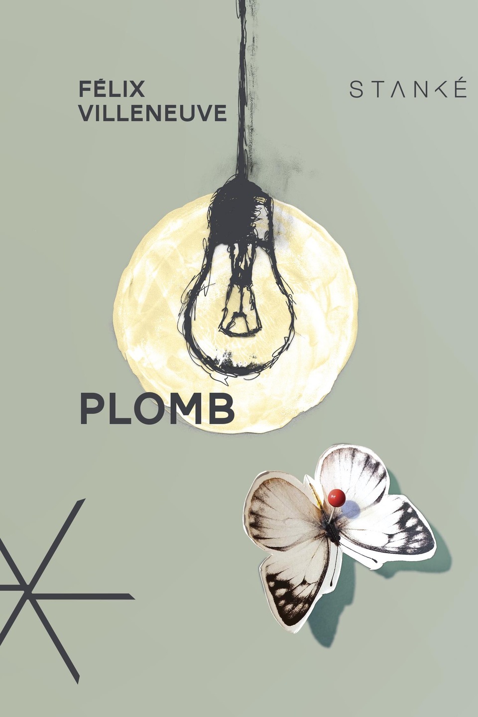 La couverture du roman Plomb, de Félix Villeneuve, aux éditions Stanké, où se retrouvent une ampoule, un papillon et une astérisque. La couverture du roman Plomb, de Félix Villeneuve, aux éditions Stanké, où se retrouvent une ampoule, un papillon et une astérisque.