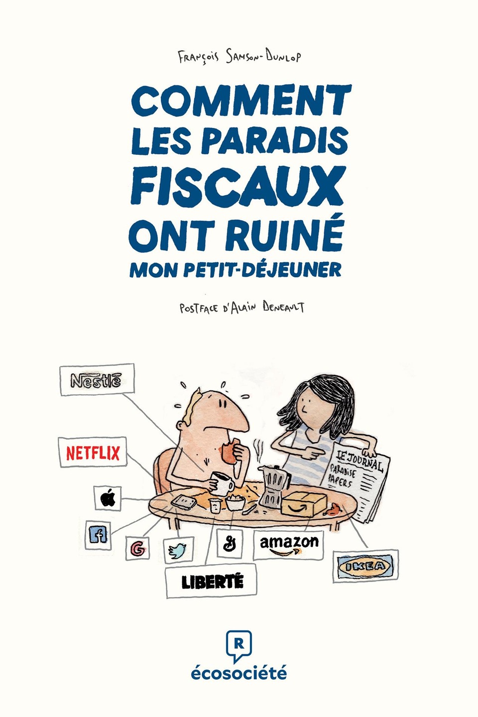 Un dessin qui montre deux personnages en train de déjeuner. Un dessin qui montre deux personnages en train de déjeuner.