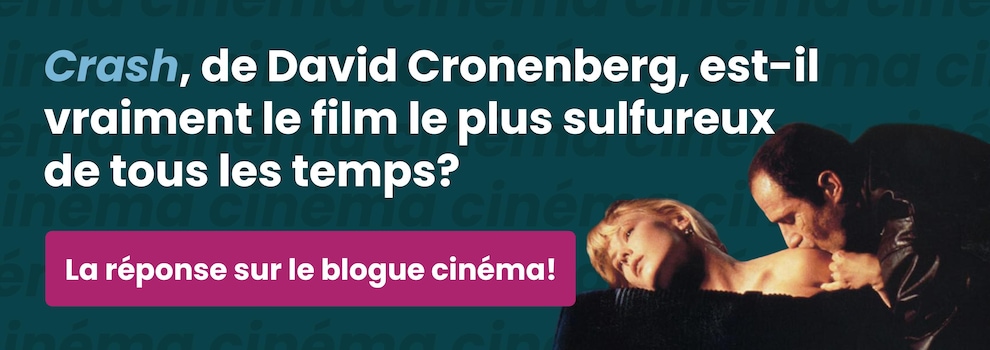 Une photo d'un homme embrassant l'épaule d'une femme et la phrase: Crash est-il vraiment le film le plus sulfureux de tous les temps? Une photo d'un homme embrassant l'épaule d'une femme et la phrase: Crash est-il vraiment le film le plus sulfureux de tous les temps?
